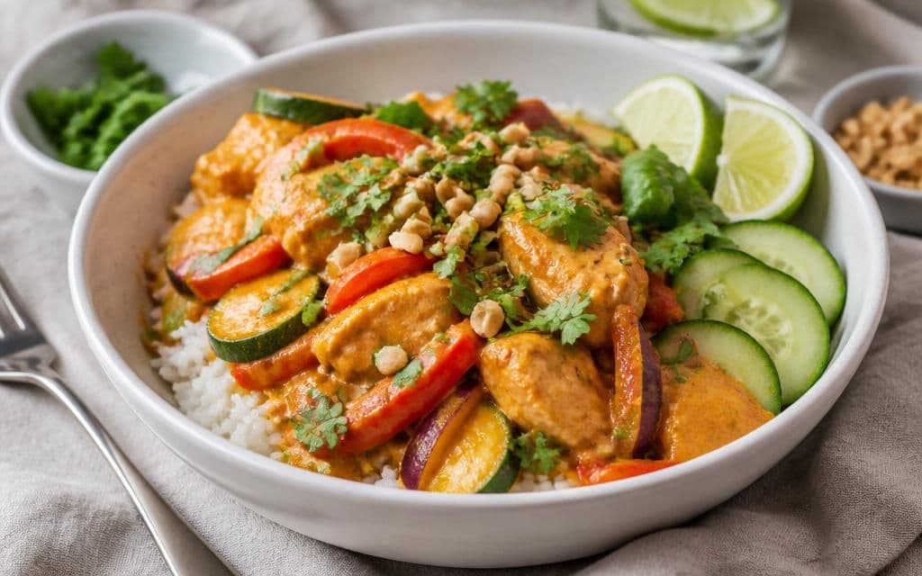 Finished dish: Air Fryer Thai-Inspired Coconut Curry Chicken Bowls